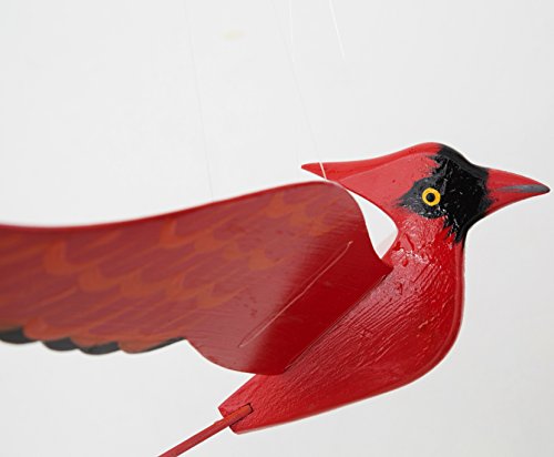 Handcrafted Wooden Cardinal Bird Mobile Hanging Kinetic Art Decor