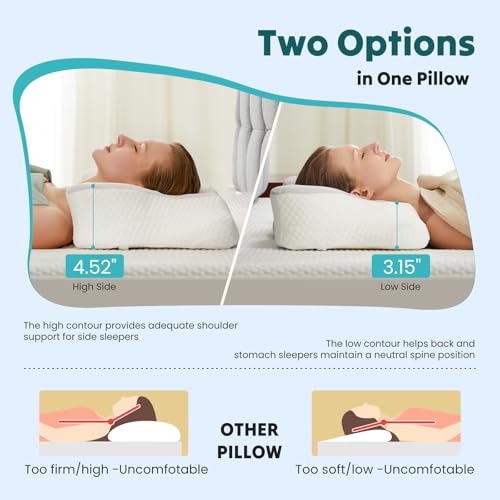 Cervical Pillow for Neck Pain Relief | Cooling Memory Foam, Ergonomic Design, Queen Size, Grey