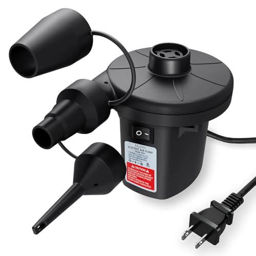 Portable Electric Air Pump with 3 Nozzles - Quick-Fill Inflator Deflator