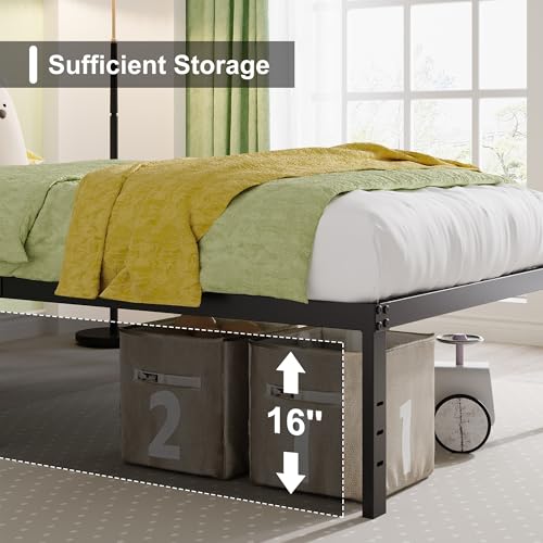 18-Inch Heavy Duty Queen Platform Bed Frame with Under-Bed Storage