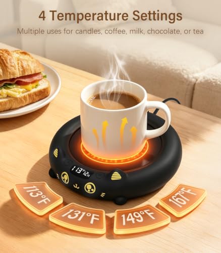 Supsonic Black Coffee Mug Warmer with 4 Temperature Settings & Auto Shutoff