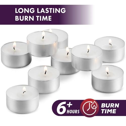 MontoPack 200 Unscented White Tealight Candles Bulk - 6 Hour Dripless, Smokeless Votive for Weddings, Home, Emergency