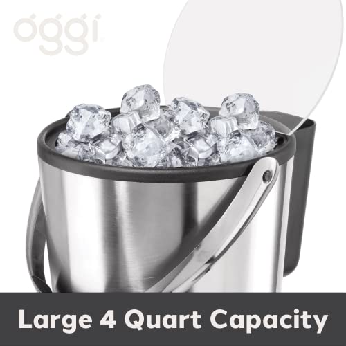 Double-Wall Insulated Ice Bucket with Lid & Scoop - 4 Qt Stainless Steel