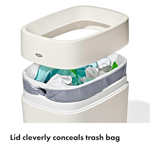Compact 6L Bathroom Trash Can with Bag Concealer Rim - White