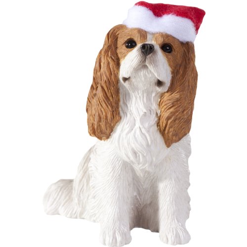 Christmas Ornament - Blenheim Cavalier King Charles Spaniel with Santa Hat - Hand-Painted Holiday Dog Decor