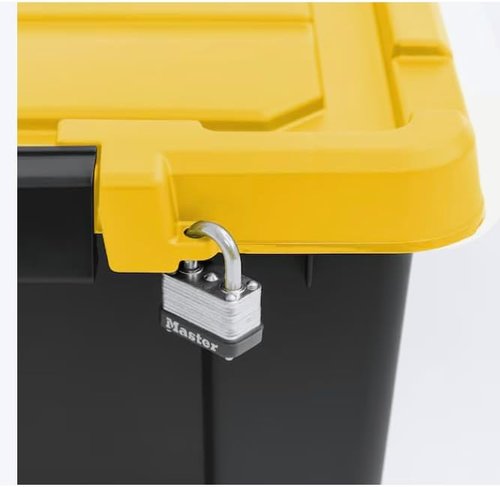 Heavy Duty Storage Tote - 12-Gallon Stackable Bins with Latching Lid | Black 3-Pack