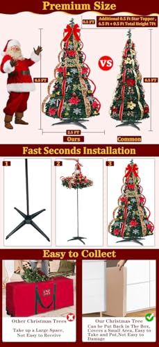 6.5 Ft Collapsible Prelit Christmas Tree with Dual Color Change & 8 Lighting Modes