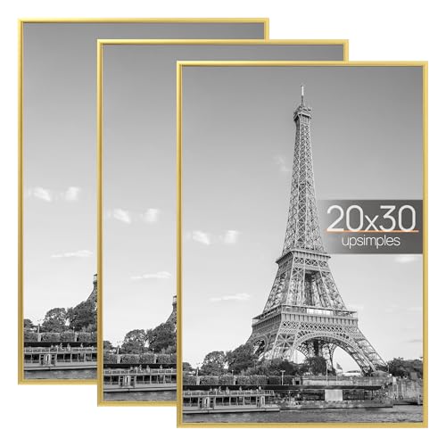 Upsimples 20x30 Poster Frame - Gold, Easy Slide-In Assembly, 3 Pack