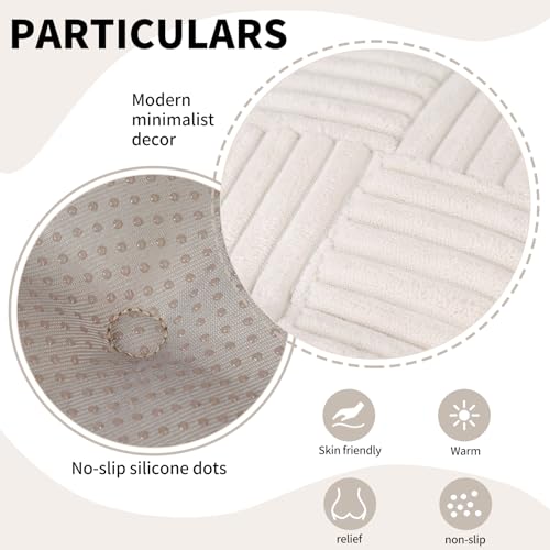 Square Corduroy Chair Cushion with Ties, 17x17 Non-Slip Seat Pad, White