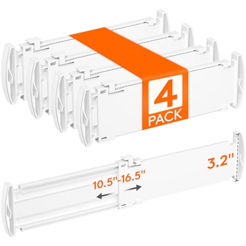 Adjustable Drawer Dividers 4 Pack, 3.2" Expandable Plastic Separators