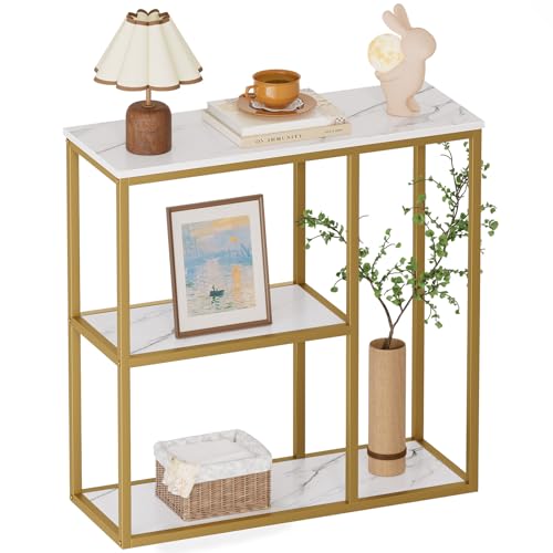 31.5-inch Narrow Console Table with 3-Tier Storage Shelves