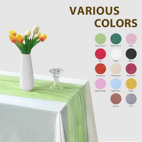 Burgundy Red Chiffon Table Runner 10ft x 28in Elegant Wedding Decor - 1Pcs