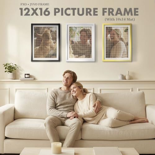 Black 12x16 Picture Frame with 10x14 Mat for Diamond Art & Posters