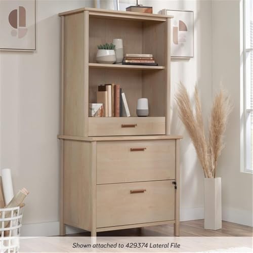 2-Shelf Library Hutch with Drawer in Natural Maple Finish