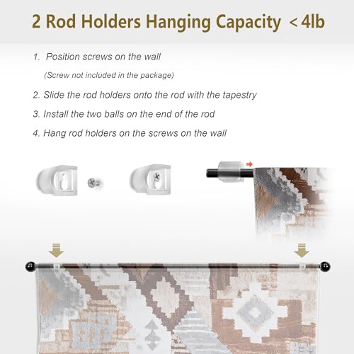 Adjustable Telescopic Tapestry Hanging Rod (17-32 Inch) - Wall Banner Hanger