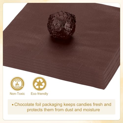 PATIKIL 4.7x4.7 Inch Brown Foil Candy Wrappers Fine Grid - Pack of 100