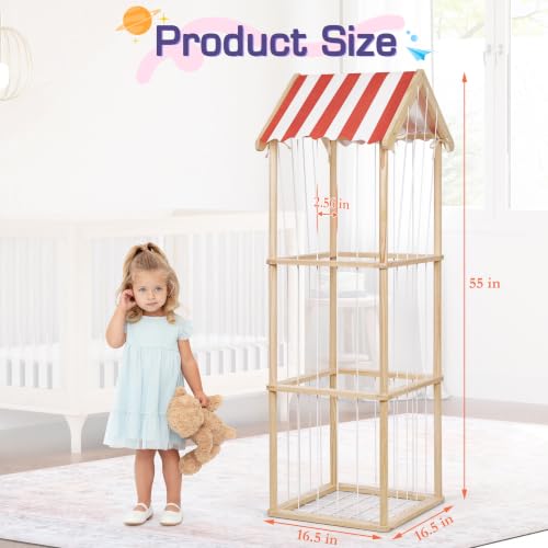 3-Tier Wooden Stuffed Animal Storage Zoo - Anti-Tip Plush Toy Organizer