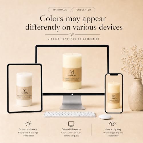 Unscented Dripless Pillar Candles Set of 3 - 3" x 4" Ivory, 72 Hours Burn Time