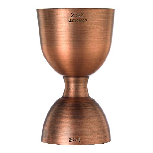 Barfly M37006ACP Heavy-Duty Antique Copper Straight Rim Jigger 1 oz x 2 oz