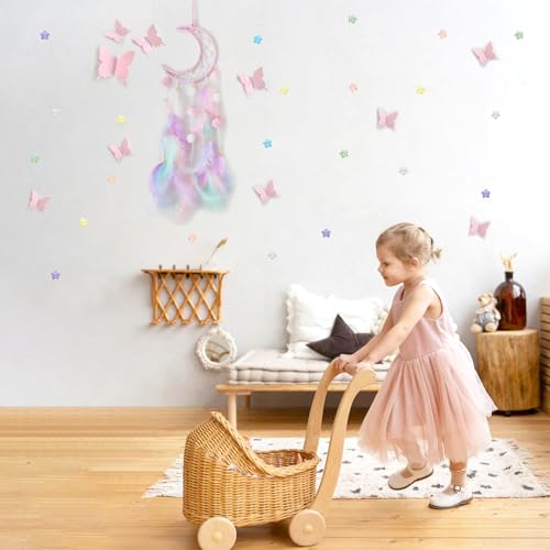 3D Butterfly and Star Wall Decor Set for Girls - Boho Bedroom Art