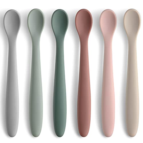 6-Piece Soft Silicone Baby Feeding Spoons for Stage 1 Infant Training