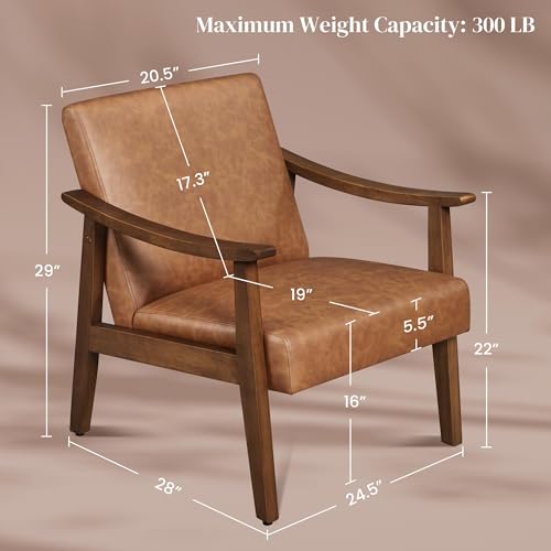 Mid-Century Modern Faux Leather Armchairs, Set of 2 - Brown