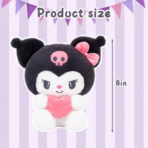 8-Inch Heart-Shaped Plush Pillow - Soft Cartoon Stuffed Toy