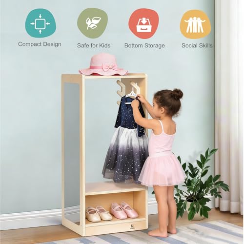 Kids Dress Up Storage Center with Full-Length Mirror and 6 Hooks