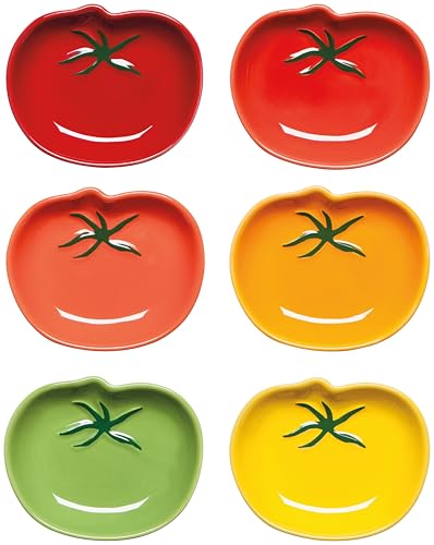 Heirloom Tomato Pinch Bowls Set - Stoneware Prep Bowls, 2 oz, 6-Piece