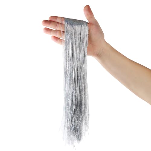 Silver Christmas Tinsel Icicles - 2000 Strands Iridescent Tree Decor, 19.7"