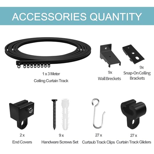 Flexible 9.84ft Ceiling Curtain Track Kit for Room Dividers and RVs