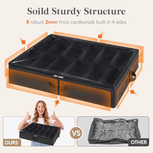 Under Bed Shoe Storage Organizer 2 Pack Low Profile Shoe Box Container