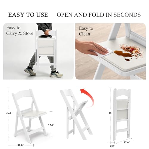 Folding Chair Set of 4, Heavy Duty Padded Event Chair with Waterproof Seat