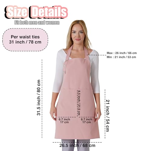 Powder Pink Waterdrop Resistant Kitchen Apron with Pockets - Adjustable TOSHE