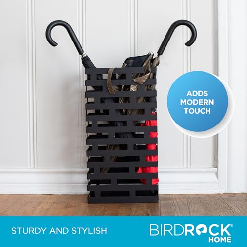 Decorative Metal Umbrella Stand with Removable Tray - Black Entryway Rack