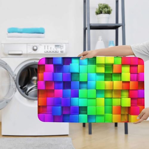 3-Piece Rainbow Bathroom Rug Set, Non-Slip Soft Memory Foam Bath Mat