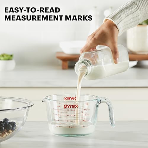 3-Piece Tempered Glass Measuring Cup Set (1, 2 & 4 Cup) for Cooking