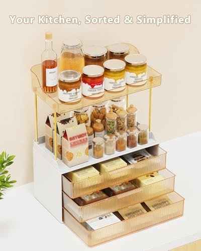 Anylady Gold 3-Drawer Bathroom & Vanity Organizer, Durable Multi-Layer Storage