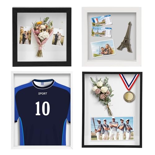 6-Pack 5x5 Shadow Box Frame - 1.2-Inch Deep 3D Display Case, White