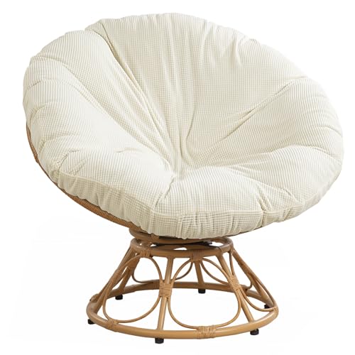 Papasan Cushion Cover - Soft, Removable, Machine Washable, Elastic Closure (48-50 inch, Cream White)