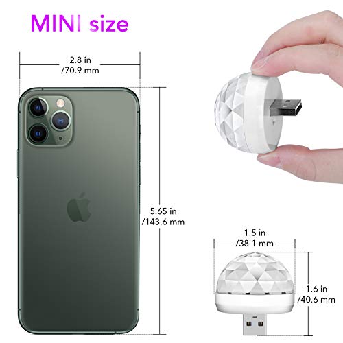 Lmaytech 2 Pack USB Mini Disco Ball Party Lights Sound Activated DJ Stage Strobe Lights