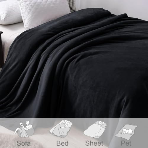 Soft Fleece Blanket Queen Size, 90x90 Inches, Black