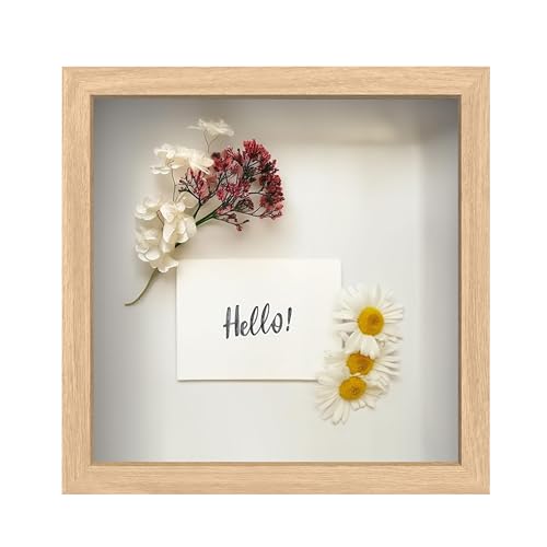 11x11 Inch Natural Oak Shadow Box Frame with Felt Back and Tempered Glass
