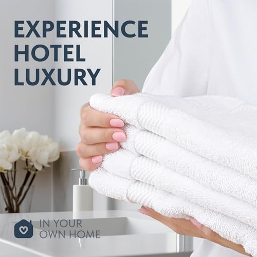 White Classic Turkish Cotton Hand Towels Set of 6 - Soft & Absorbent