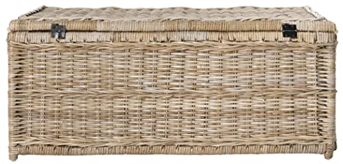 46-Inch Hand-Woven Wicker Storage Trunk, Collapsible Fold-Flat Design