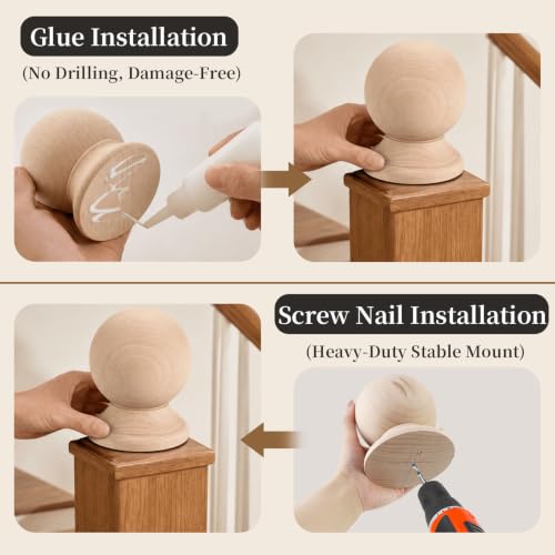 Unfinished Beech Wood Finial, 4.72" Decorative Bed Post Cap for DIY Crafts