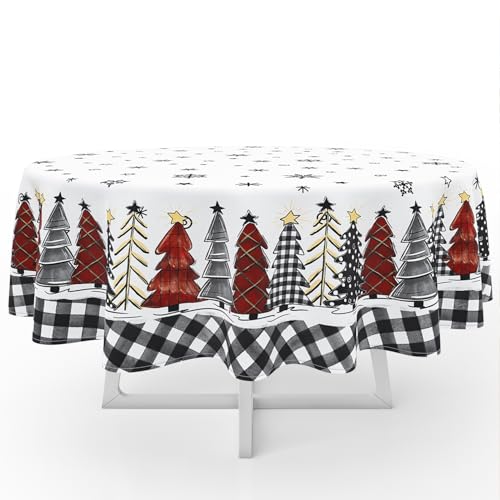 Roszwtit Christmas Round Tablecloth 60x60 Inches - Holiday Home Decor, Model: Christmas Tablecloth-03