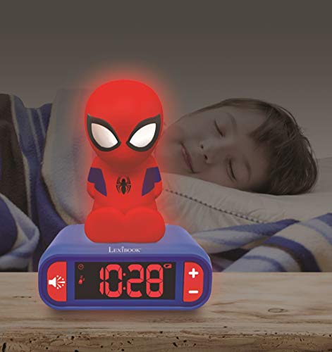LEXiBOOK Spider-Man Nightlight Alarm Clock RL800SP for Kids, Superhero Gift