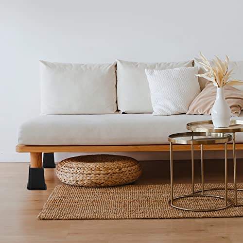 6 Inch Heavy Duty Bed Risers - 4 Pack Furniture Lifts for Stability