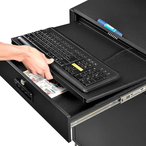 Mobile Industrial Computer Cabinet with LCD Monitor Mount, 55-inch Height